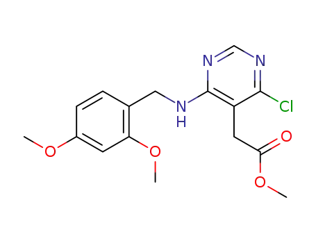 Molecular Structure of 1226804-63-2 (methyl 2-(4-chloro-6-(2,4-dimethoxybenzylamino)pyrimidin-5-yl)acetate)