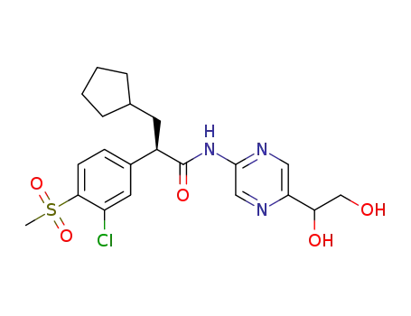 2(R)-(3-chloro-4-methanesulfonyl-phenyl)-3-cyclopentyl-N-[5-(1 (S), 2-dihydroxy-ethyl)-pyrazin-2-yl]-propionamide