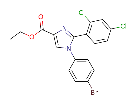 Molecular Structure of 505073-49-4 (1H-Imidazole-4-carboxylic acid,
1-(4-bromophenyl)-2-(2,4-dichlorophenyl)-, ethyl ester)