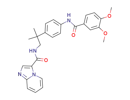 Molecular Structure of 1067191-58-5 (imidazo[1,2-a]pyridine-3-carboxylic acid {2-[4-(3,4-dimethoxy-benzoylamino)-phenyl]-2-methyl-propyl}-amide)