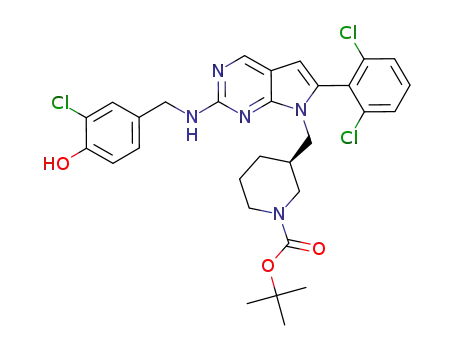 (S)-tert-butyl 3-((2-(3-chloro-4-hydroxybenzylamino)-6-(2,6-dichlorophenyl)-7H-pyrrolo[2,3-d]pyrimidin-7-yl)methyl)piperidine-1-carboxylate