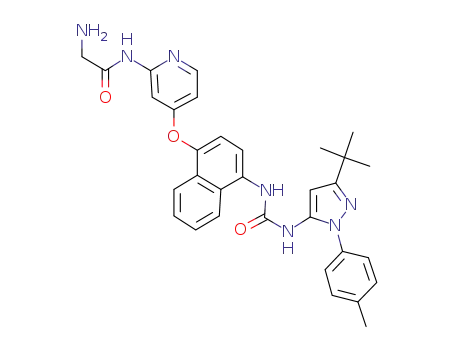 2-amino-N-(4-(4-(3-(3-tert-butyl-1-p-tolyl-1H-pyrazol-5-yl)ureido)naphthalen-1-yloxy)pyridin-2-yl)acetamide
