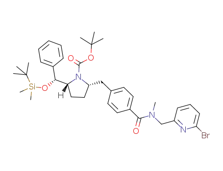 tert-butyl (2R,5S)-2-(4-{[(6-bromopyridin-2-yl)methyl](methyl)carbamoyl}benzyl)-5-[(R)-{[tert-butyl(dimethyl)silyl]oxy}(phenyl)methyl]-pyrrolidine-1-carboxylate