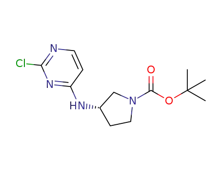Molecular Structure of 1146159-96-7 ((S)-3-(2-Chloro-pyrimidin-4-ylamino)-pyrrolidine-1-carboxylic acid tert-butyl ester)