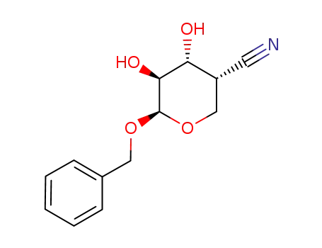 Molecular Structure of 1084896-41-2 ((3R,4R,5S,6S)-6-(benzyloxy)-4,5-dihydroxytetrahydro-2H-pyran-3-carbonitrile)