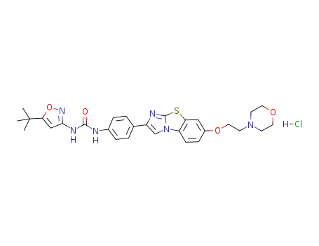 1-[5-(2-Methyl-2-propanyl)-1,2-oxazol-3-yl]-3-(4-{7-[2-(4-morpholinyl)ethoxy]imidazo[2,1-b][1,3]benzothiazol-2-yl}phenyl)urea hydrochloride (1:1)