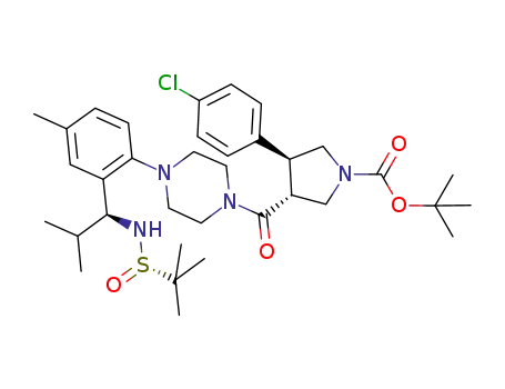 3-(4-chlorophenyl)-4-(4-{4-methyl-2-[(S)-2-methyl-1-((S)-2-methylpropane-2-sulfinylamino)propyl]phenyl}piperazine-1-carbonyl)-pyrrolidine-1-carboxylic acid tert-butyl ester