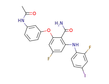 Molecular Structure of 1084332-52-4 (2-(3-acetylamino-phenoxy)-4-fluoro-6-(2-fluoro-4-iodo-phenylamino)-benzamide)