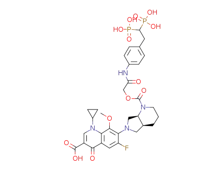 7-((4aS,7aS)-1-(((4-(2,2-bisphosphonoethyl)phenylcarbamoyl)methoxy)carbonyl)-octahydropyrrolo[3,4-b]pyridin-6-yl)-1-cyclopropyl-6-fluoro-1,4-dihydro-8-methoxy-4-oxoquinoline-3-carboxylic acid