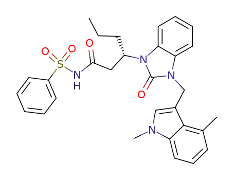 N-{(S)-3-[3-(1,4-dimethyl-1H-indol-3-ylmethyl)-2-oxo-2,3-dihydro-benzimidazol-1-yl]-hexanoyl}-benzenesulfonamide