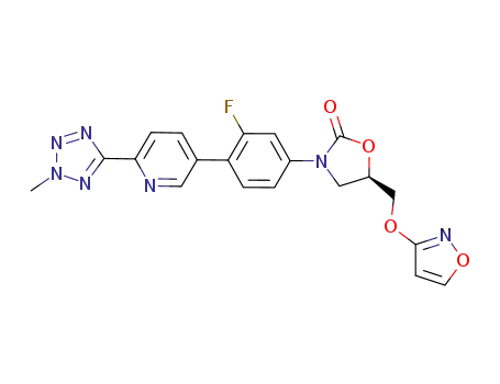 Molecular Structure of 717116-80-8 ((R)-3-(4-(2-(2-methyltetrazol-5-yl)pyridin-5-yl)-3-fluorophenyl)-5-(isoxazol-3-yl)oxymethyloxazolidin-2-one)