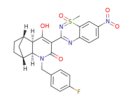 (1R,2S,7R,8S)-3-(4-fluoro-benzyl)-6-hydroxy-5-(1-methyl-7-nitro-1-oxo-1λ<sup>6</sup>-benzo[1,2,4]thiadiazin-3-yl)-3-aza-tricyclo[6.2.1.0<sup>2,7</sup>]undec-5-en-4-one