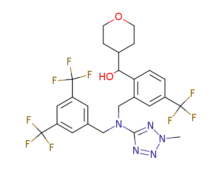 (2-{[(3,5-bis-trifluoromethyl-benzyl)-(2-methyl-2H-tetrazol-5-yl)-amino]-methyl}-4-trifluoromethyl-phenyl)-(tetrahydro-pyran-4-yl)-methanol