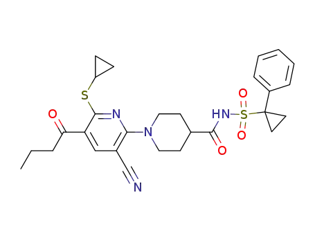 1-(5-butyryl-3-cyano-6-(cyclopropylthio)pyridin-2-yl)-N-(1-phenylcyclopropylsulfonyl)piperidine-4-carboxamide