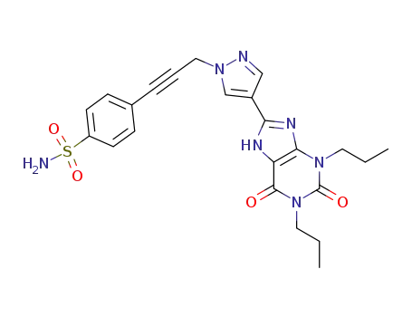 Molecular Structure of 1188541-86-7 (4-{3-[4-(2,6-dioxo-1,3-dipropyl-2,3,6,7-tetrahydro-1H-purin-8-yl)-pyrazol-1-yl]-prop-1-ynyl}-benzenesulfonamide)