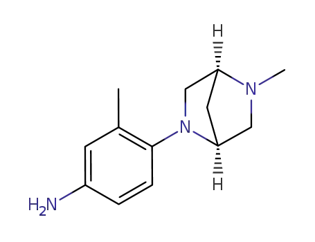 Molecular Structure of 1182190-21-1 (3-methyl-4-[(1S,4S)-5-methyl-2,5-diazabicyclo[2.2.1]heptan-2-yl]aniline)