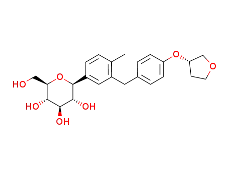 Molecular Structure of 892486-47-4 (1-methyl-2-[4-((S)-tetrahydrofuran-3-yloxy)-benzyl]-4-(β-D-glucopyranos-1-yl)-benzene)