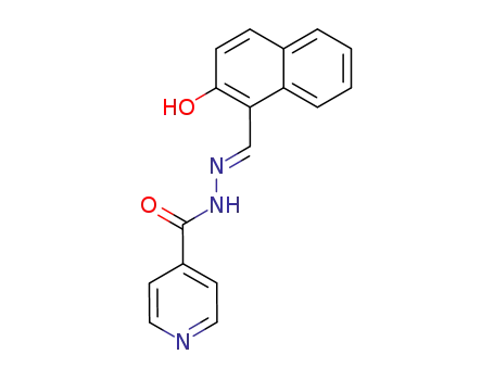 Molecular Structure of 796-42-9 (N'-((2-hydroxynaphthalen-1-yl)methylene)isonicotinohydrazide)