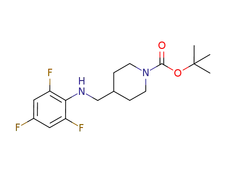 Molecular Structure of 918535-69-0 (1-Piperidinecarboxylic acid, 4-[[(2,4,6-trifluorophenyl)amino]methyl]-,
1,1-dimethylethyl ester)
