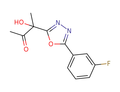 Molecular Structure of 1278591-63-1 (3-[5-(3-fluorophenyl)-1,3,4-oxadiazol-2-yl]-3-hydroxybutan-2-one)