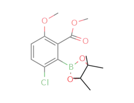Molecular Structure of 1146214-97-2 (3-chloro-6-methoxy-2-(4,4,5,5-tetramethyl-1,3,2-dioxaborolan-2-yl)benzoic acid methyl ester)