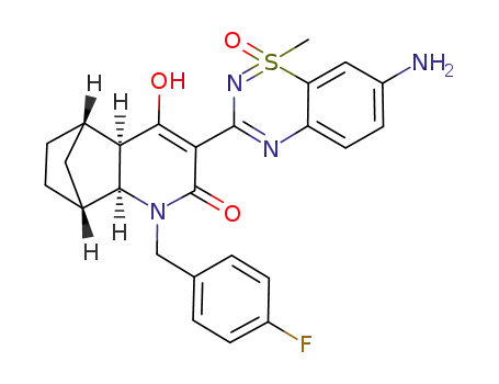(1R,2S,7R,8S)-5-(-7-amino-1-methyl-1-oxo-1λ<sup>6</sup>benzo[1,2,4]thiadiazin-3-yl)-3-(4-fluoro-benzyl)-6-hydroxy-3-aza-tricyclo[6.2.1.0<sup>2,7</sup>]undec-5-en-4-one