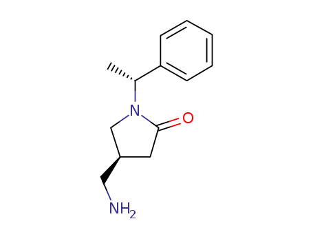 Molecular Structure of 173340-22-2 ((4S)-4-(aminomethyl)-1-[(1R)-1-phenylethyl]pyrrolidin-2-one)
