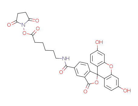 Molecular Structure of 148356-00-7 (6-(FLUORESCEIN-5-CARBOXAMIDO)HEXANOIC ACID, SUCCINIMIDYL ESTER)