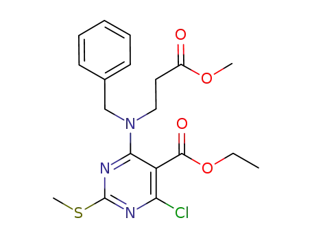 ethyl ester of 4-(N-benzyl-N-(3-methoxy-3-oxopropyl)amino)-6-chloro-2-methyl-thio-pyrimidine-5-carboxylic acid