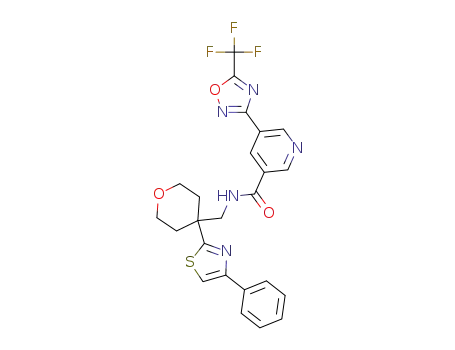 N-((4-(4-phenylthiazol-2-yl)tetrahydro-2H-pyran-4-yl)methyl)-5-(5-(trifluoromethyl)-1,2,4-oxadiazol-3-yl)nicotinamide
