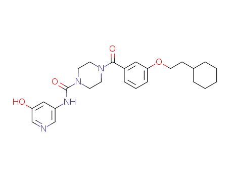 4-[3-(2-cyclohexylethoxy)benzoyl]-N-(5-hydroxypyridin-3-yl)piperazine-1-carboxamide