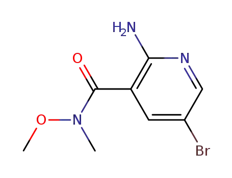 Molecular Structure of 875639-69-3 (3-Pyridinecarboxamide, 2-amino-5-bromo-N-methoxy-N-methyl-)