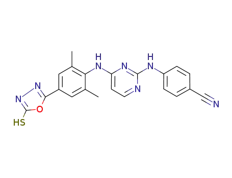 Molecular Structure of 500288-10-8 (Benzonitrile,
4-[[4-[[4-(4,5-dihydro-5-thioxo-1,3,4-oxadiazol-2-yl)-2,6-dimethylphenyl]
amino]-2-pyrimidinyl]amino]-)