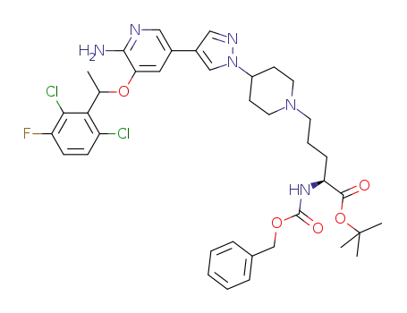 tert-butyl 5-(4-(4-(6-amino-5-(1-(2,6-dichloro-3-fluorophenyl)ethoxy)pyridin-3-yl)-1H-pyrazol-1-yl)-piperidin-1-yl)-N-(benzyloxycarbonyl)-L-norvalinate