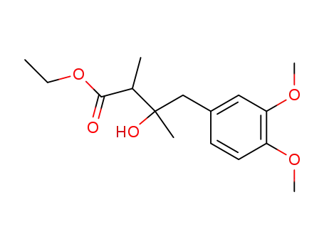 Molecular Structure of 4676-40-8 (3-Hydroxy-2-methyl-3-veratryl-buttersaeureaethylester)