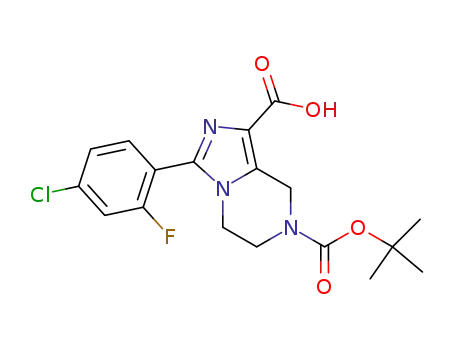 Molecular Structure of 1094091-56-1 (7-(tert-butoxycarbonyl)-3-(4-chloro-2-fluorophenyl)-5,6,7,8-tetrahydroimidazo[1,5-a]pyrazine-1-carboxylic acid)