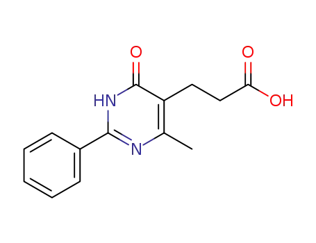 Molecular Structure of 21506-68-3 (3-(4-METHYL-6-OXO-2-PHENYL-1,6-DIHYDROPYRIMIDIN-5-YL)PROPANOIC ACID)
