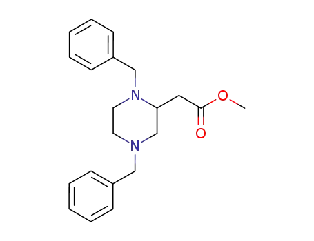 Molecular Structure of 183742-32-7 ((1,4-Dibenzyl-piperazin-2-yl)-acetic acid methyl ester)