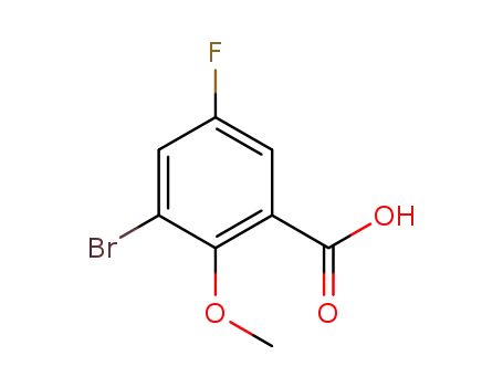 Molecular Structure of 1254340-71-0 (3-Bromo-5-fluoro-2-methoxy-benzoic acid)