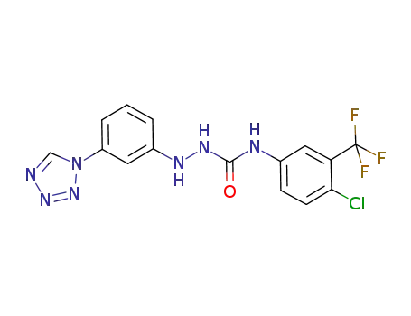 Molecular Structure of 847606-71-7 (Hydrazinecarboxamide,
N-[4-chloro-3-(trifluoromethyl)phenyl]-2-[3-(1H-tetrazol-1-yl)phenyl]-)