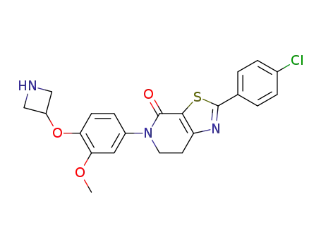 Molecular Structure of 1035219-17-0 (5-[4-(azetidin-3-yloxy)-3-methoxyphenyl]-2-(4-chlorophenyl)-6,7-dihydro-5H-thiazolo[5,4-c]pyridin-4-one)
