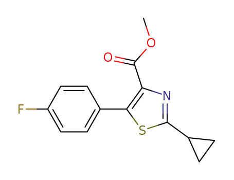 Molecular Structure of 1038508-87-0 (2-cyclopropyl-5-(4-fluoro-phenyl)-thiazole-4-carboxylic acid methyl ester)