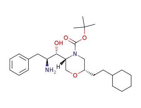 Molecular Structure of 883441-55-2 (4-Morpholinecarboxylic acid,
5-[(1S,2S)-2-amino-1-hydroxy-3-phenylpropyl]-2-(2-cyclohexylethyl)-,
1,1-dimethylethyl ester, (2S,5R)-)