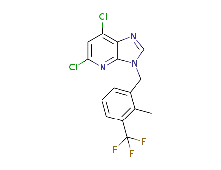 Molecular Structure of 1445877-12-2 (5,7-dichloro-3-(2-methyl-3-(trifluoromethyl)benzyl)-3H-imidazo[4,5-b]pyridine)