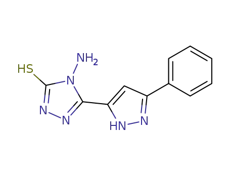 Molecular Structure of 366007-57-0 (4-amino-5-(5-phenyl-2<i>H</i>-pyrazol-3-yl)-4<i>H</i>-[1,2,4]triazole-3-thiol)