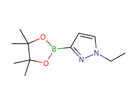Molecular Structure of 1233525-88-6 (1-Ethyl-3-(4,4,5,5-tetramethyl-[1,3,2]dioxaborolan-2-yl)-1H-pyrazole)