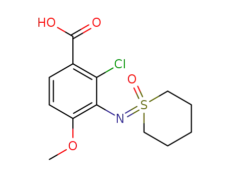 Molecular Structure of 1207343-99-4 (2-chloro-4-methoxy-3-(1-oxothianylideneamino)benzoic acid)