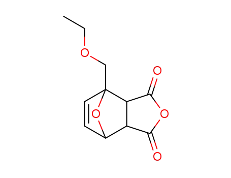 Molecular Structure of 1428945-27-0 (1-ethoxymethyl-7-oxabicyclo[2.2.1]hept-5-ene-2,3-dicarboxylic anhydride)