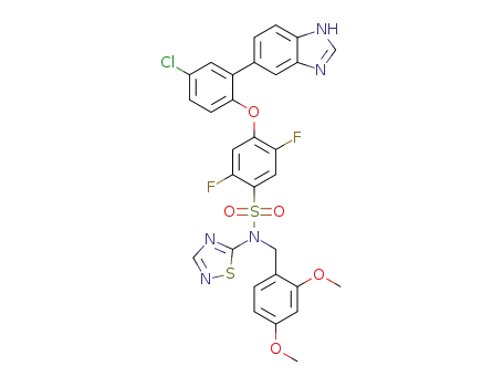 4-(2-(1H-benzo[d]imidazol-5-yl)-4-chlorophenoxy)-N-(2,4-dimethoxybenzyl)-2,5-difluoro-N-(1,2,4-thiadiazol-5-yl)benzenesulfonamide
