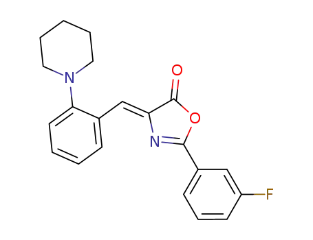 Molecular Structure of 1447964-08-0 ((Z)-2-(3-fluorophenyl)-4-(2-(piperidin-1-yl)benzylidene)-oxazol-5(4H)-one)